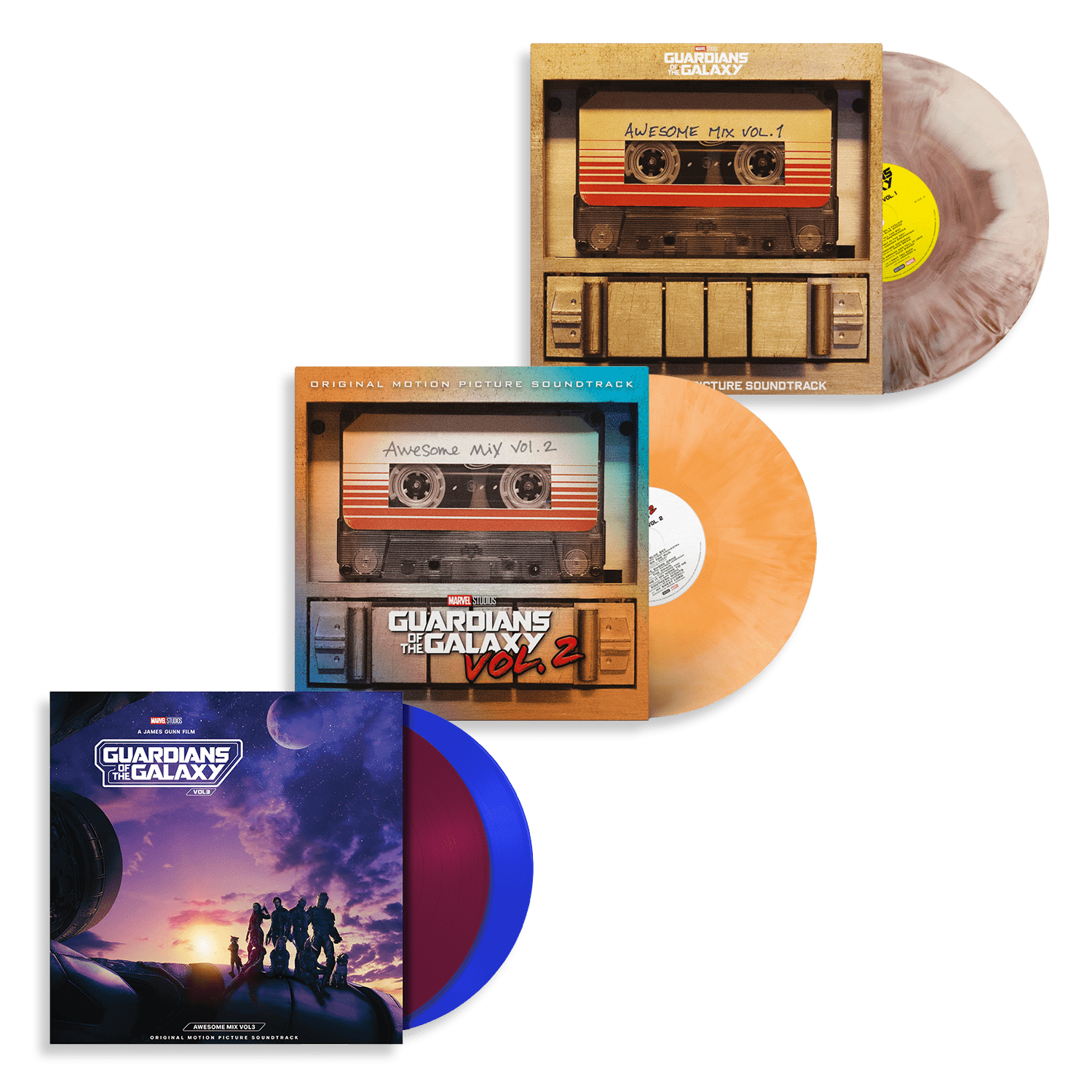 Guardians Of The Galaxy - Awesome Mix Vol. 1+2+3: Limited Colour Vinyl Set