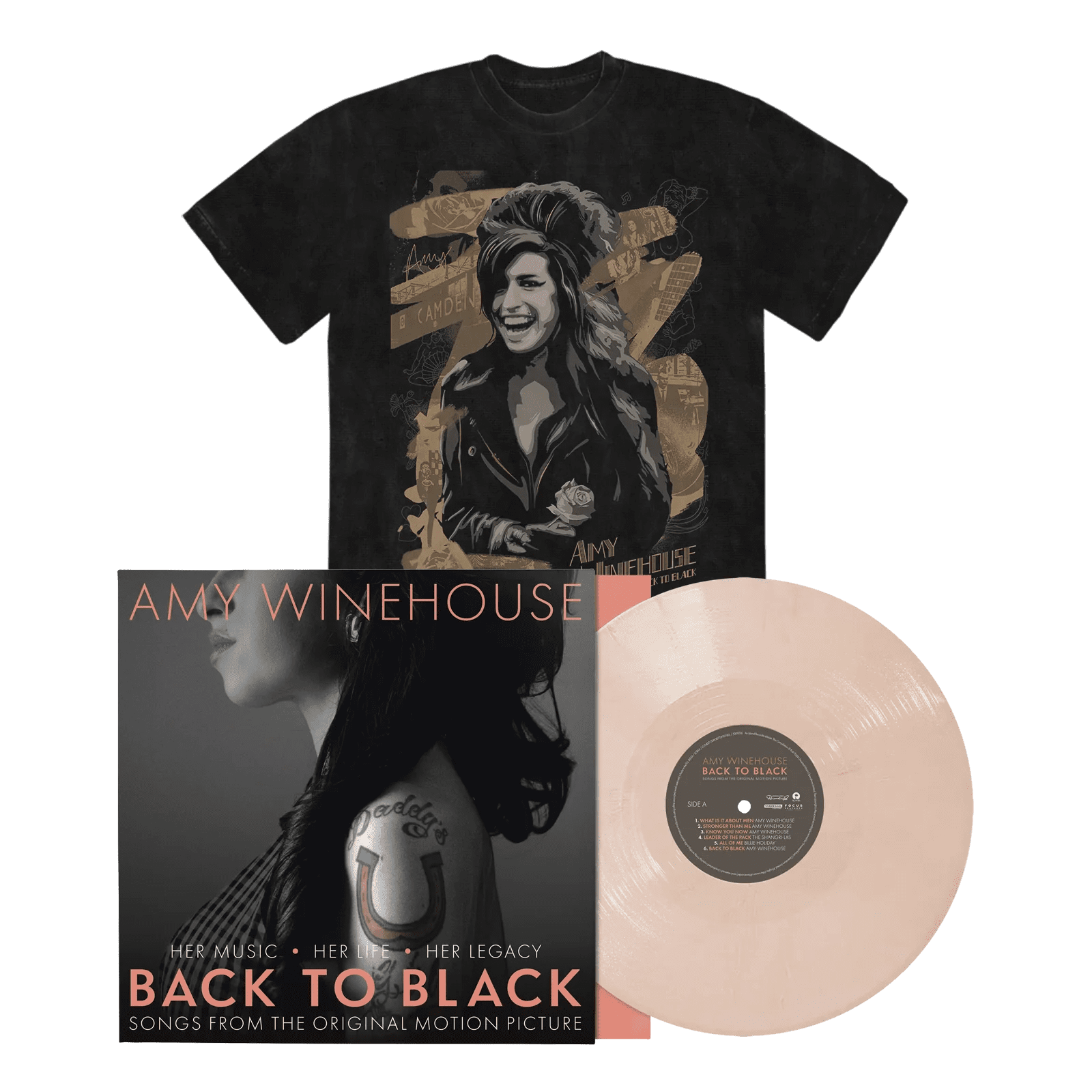 Back To Black - Songs From The Original Motion Picture: Exclusive Peach Vinyl LP + Portrait Washed T-Shirt