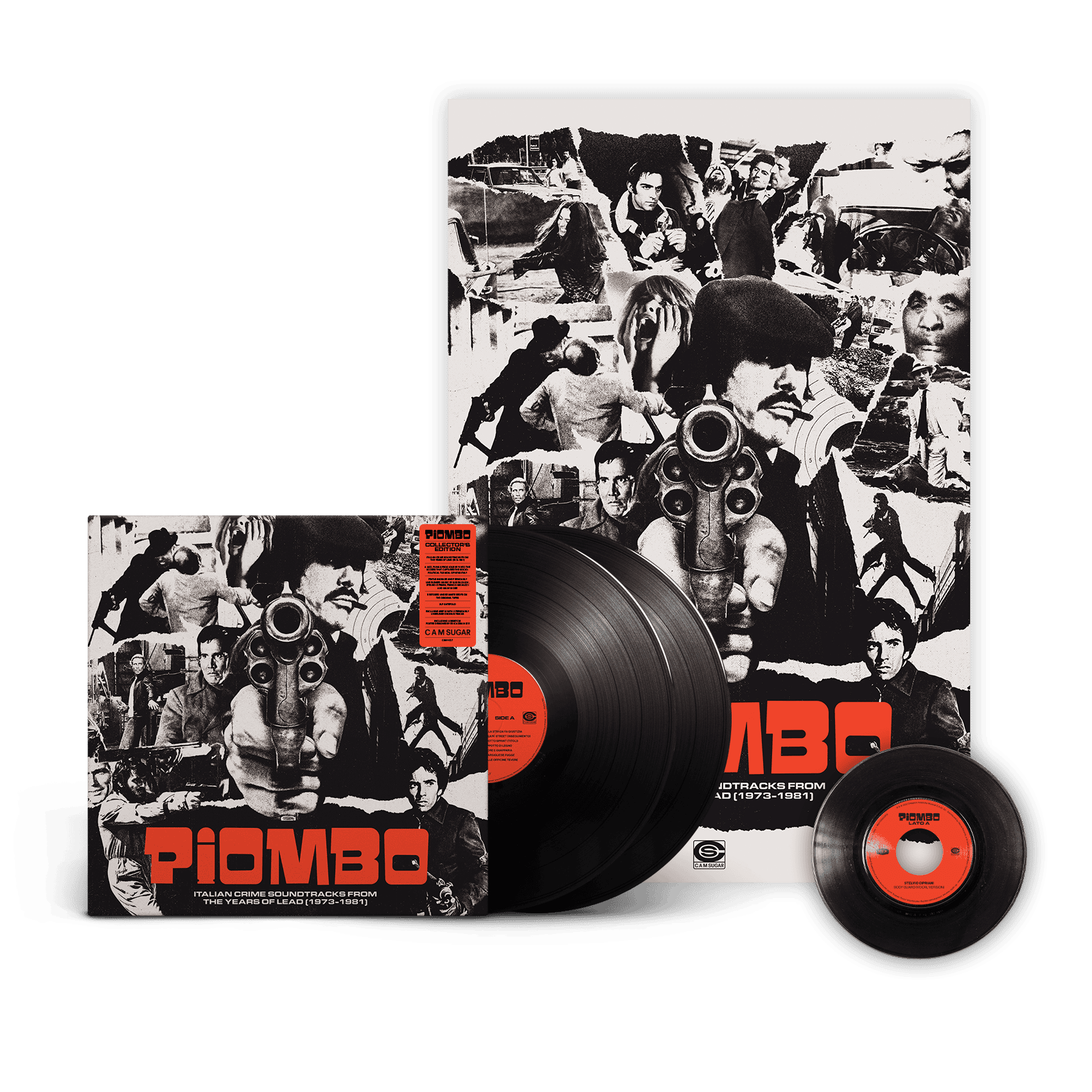 PIOMBO - Italian Crime Soundtracks From The Years Of Lead (1973-1981) Collector's Edition (Gatefold 2LP + 7” with 2 Bonus Tracks + Original Poster)