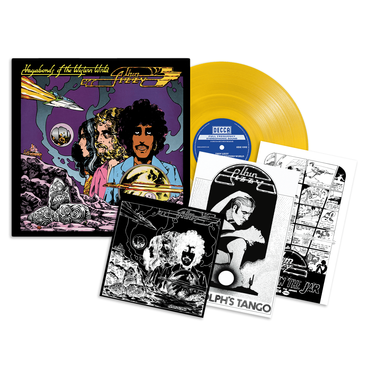 Vagabonds of the Western World: Limited Yellow Vinyl LP, Exclusive Artcard (Signed by Eric Bell) + Jim Fitzpatrick Poster Set